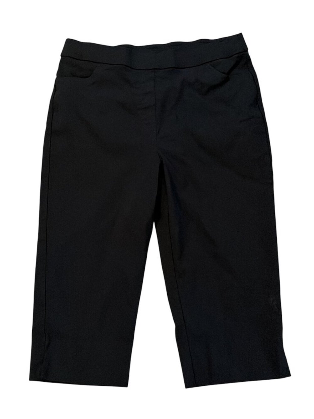 Alfred Dunner Allure Pants Size 8 Flat Front Stretch Clam Diggers Black Capri